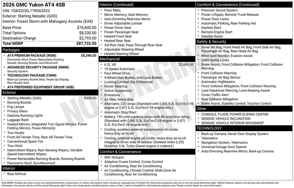 New 2026 GMC Yukon AT4 w/ AT4 Premium Package AWD/4WD image 26