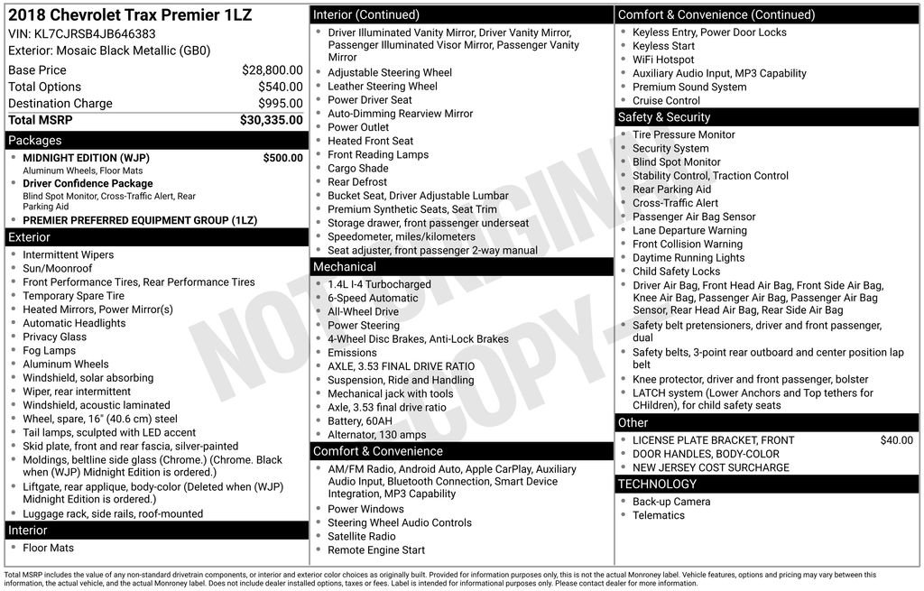 Used 2018 Chevrolet Trax Premier w/ Midnight Edition AWD/4WD image 31