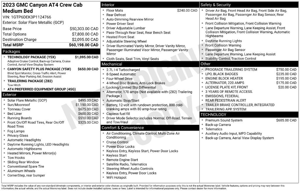 Used 2023 GMC Canyon AT4 w/ Technology Package AWD/4WD image 30