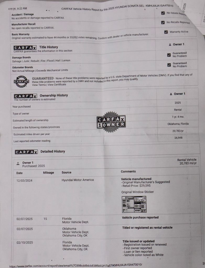 Certified 2025 Hyundai Sonata SEL FWD image 6