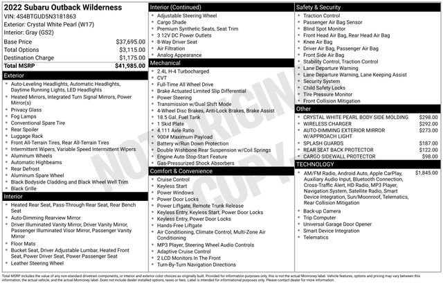 Used 2022 Subaru Outback Wilderness image 33