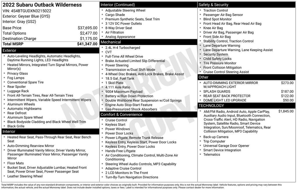 Used 2022 Subaru Outback Wilderness AWD/4WD image 13