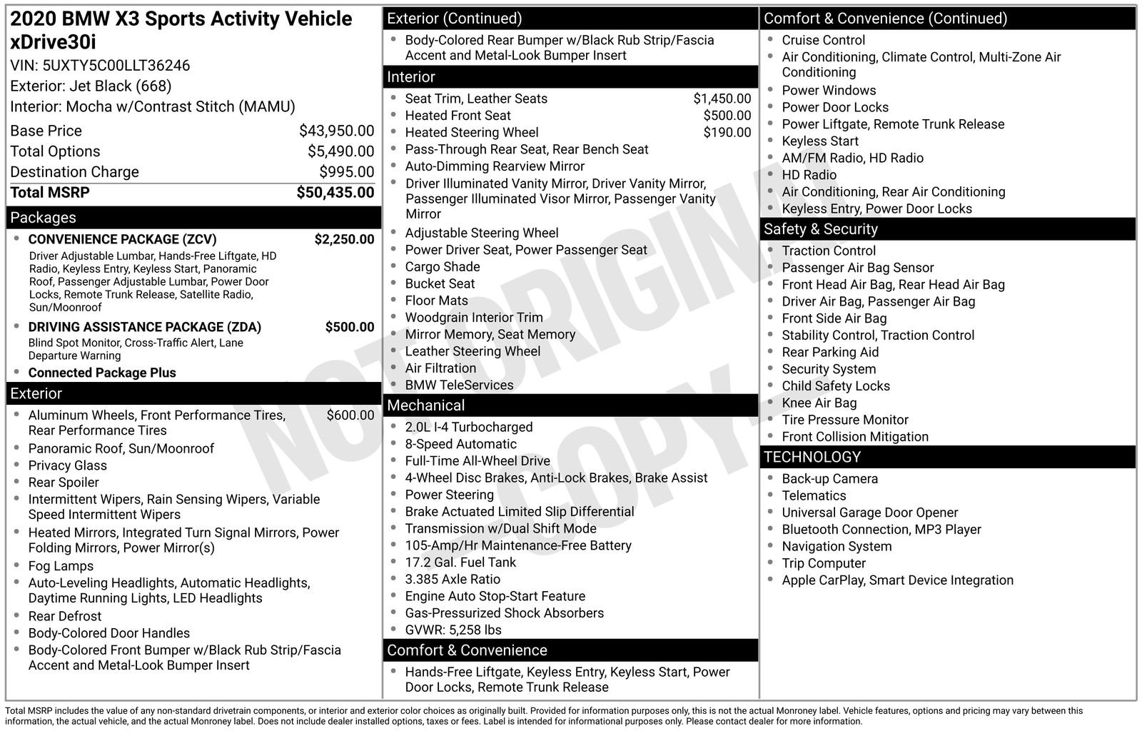 Used 2020 BMW X3 xDrive30i w/ Convenience Package image 6