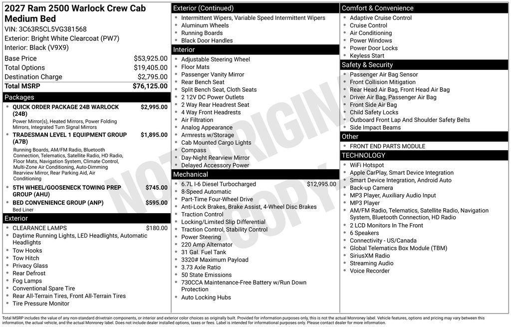 New 2027 RAM 2500 Warlock AWD/4WD image 22