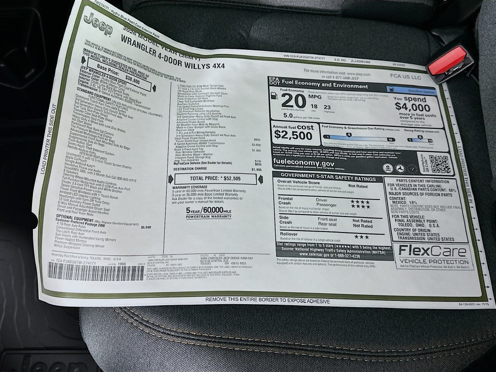 New 2026 Jeep Wrangler Unlimited Sport AWD/4WD image 12