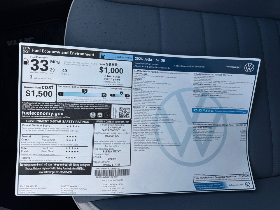 New 2026 Volkswagen Jetta SE image 33