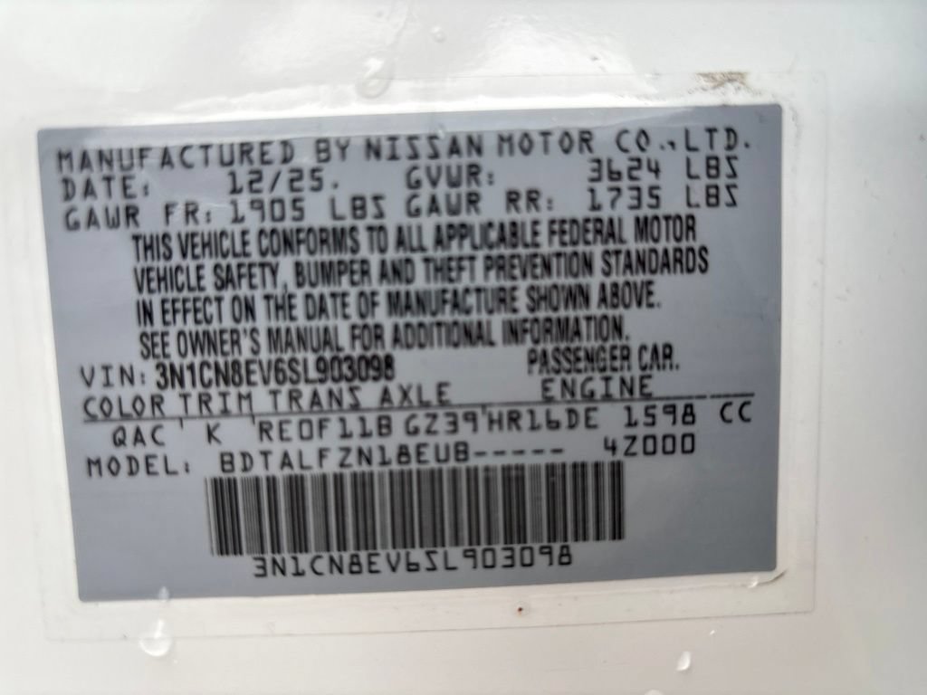 Certified 2025 Nissan Versa SV w/ Trunk Package FWD image 10