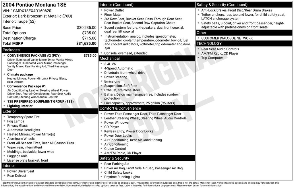 Used 2004 Pontiac Montana Extended w/ Convenience Package #2 FWD image 23