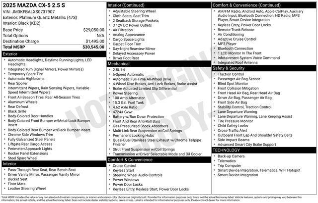 New 2025 MAZDA CX-5 AWD 2.5 S image 9