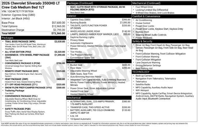 New 2026 Chevrolet Silverado 3500 LT w/ Trail Boss Package AWD/4WD image 39