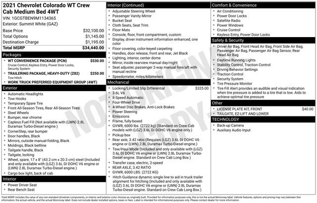 Certified 2021 Chevrolet Colorado W/T w/ WT Convenience Package AWD/4WD image 30
