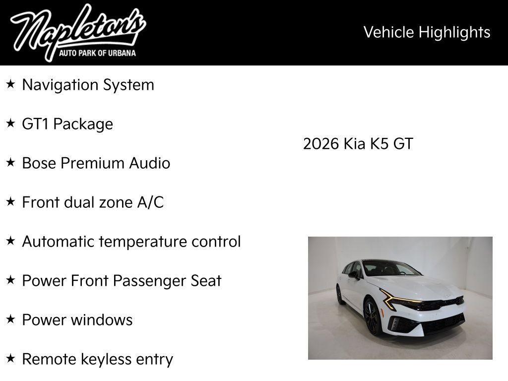 New 2026 Kia K5 GT w/ GT1 Package FWD image 15