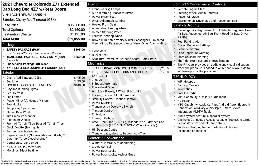 Used 2021 Chevrolet Colorado Z71 w/ Safety Package AWD/4WD image 11