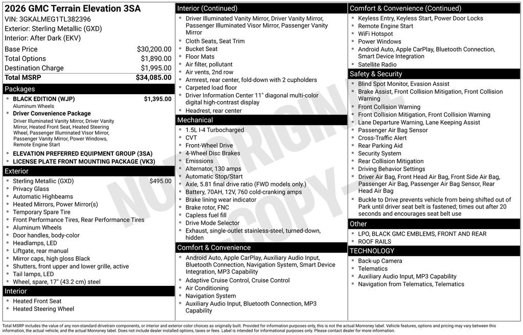 New 2026 GMC Terrain Elevation w/ Black Edition FWD image 6