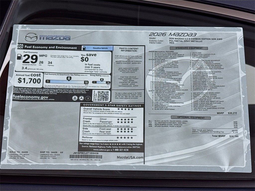 New 2026 MAZDA MAZDA3 Carbon image 19