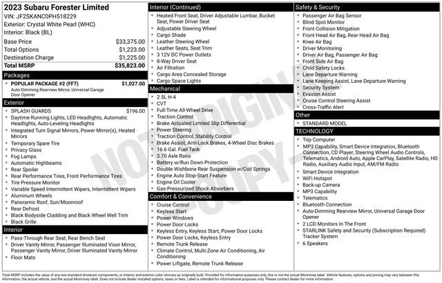 Used 2023 Subaru Forester Limited w/ Popular Package #2 AWD/4WD image 50