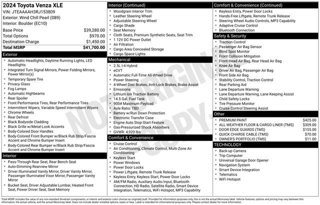 Certified 2024 Toyota Venza XLE AWD/4WD image 47