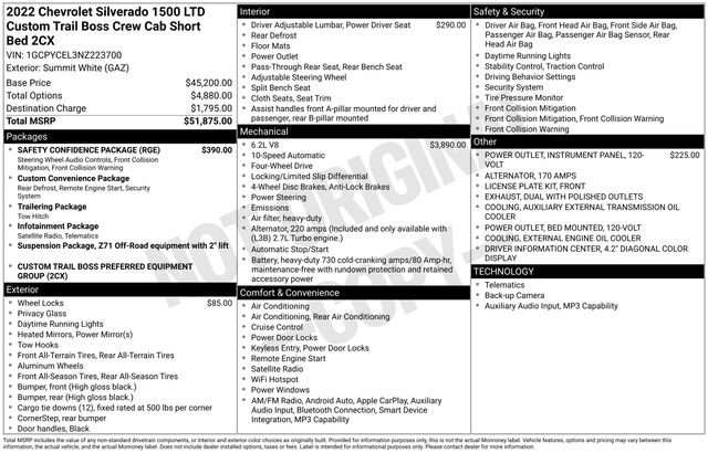 Used 2022 Chevrolet Silverado 1500 Custom Trail Boss w/ Safety Confidence Package AWD/4WD image 16