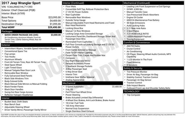 Used 2017 Jeep Wrangler Sport w/ Quick Order Package 24S image 24