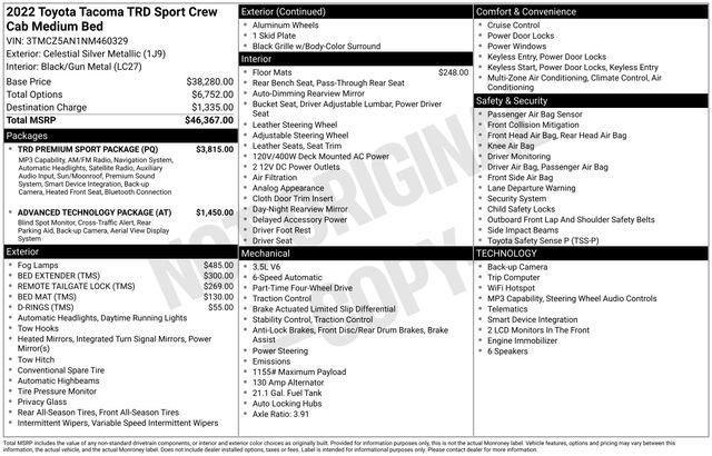 Used 2022 Toyota Tacoma TRD Sport w/ TRD Premium Sport Package AWD/4WD image 35