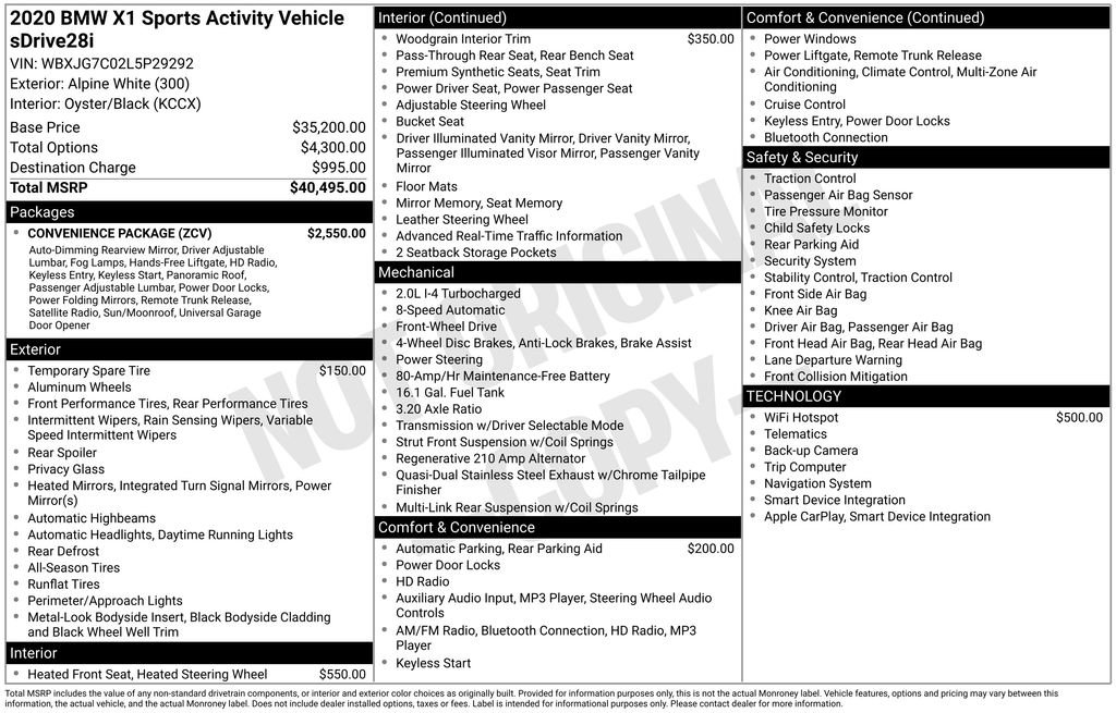 Used 2020 BMW X1 sDrive28i w/ Convenience Package image 9