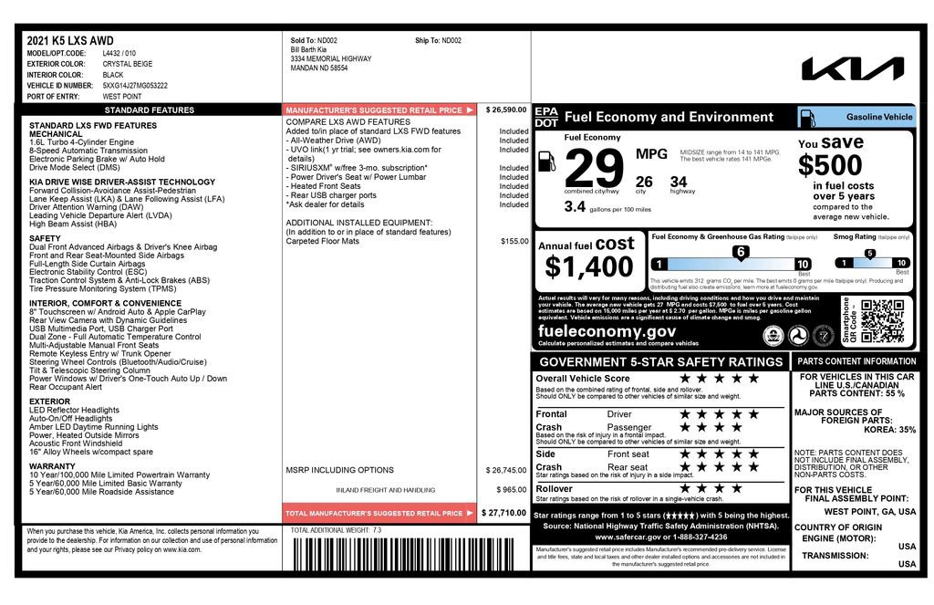 Used 2021 Kia K5 LXS video 3