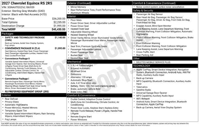 New 2027 Chevrolet Equinox RS w/ Safety and Technology Package AWD/4WD image 4
