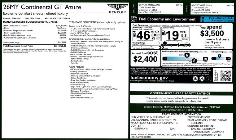 New 2026 Bentley Continental GT Azure AWD/4WD image 30
