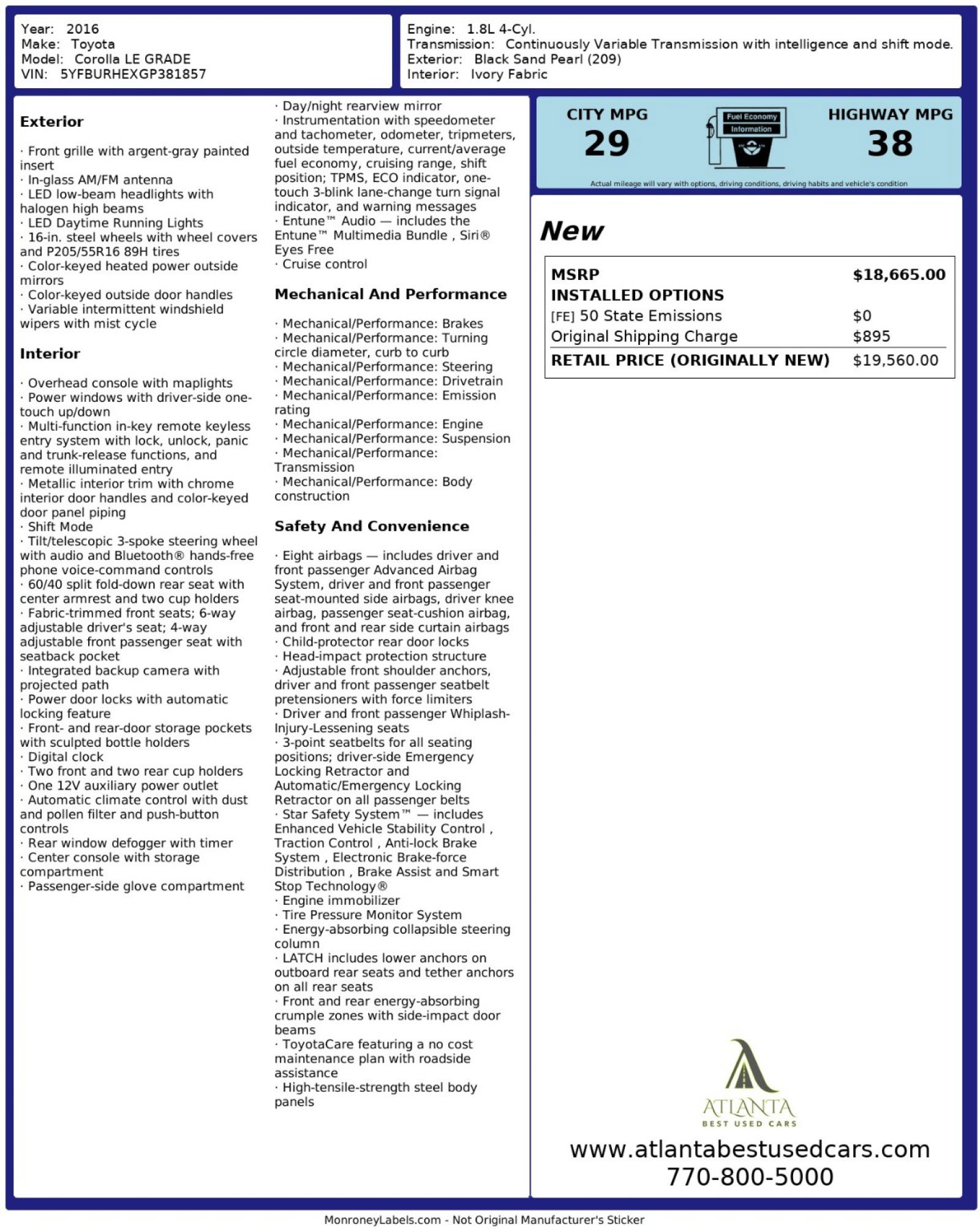 Used 2016 Toyota Corolla LE image 46