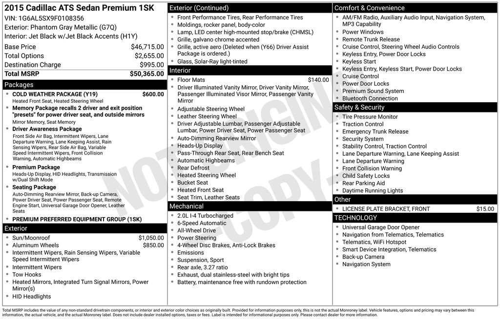 Used 2015 Cadillac ATS Premium w/ Cold Weather Package image 9