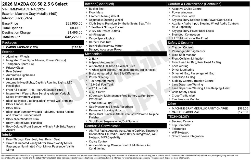 New 2026 MAZDA CX-50 AWD 2.5 S w/ Cargo Package image 33