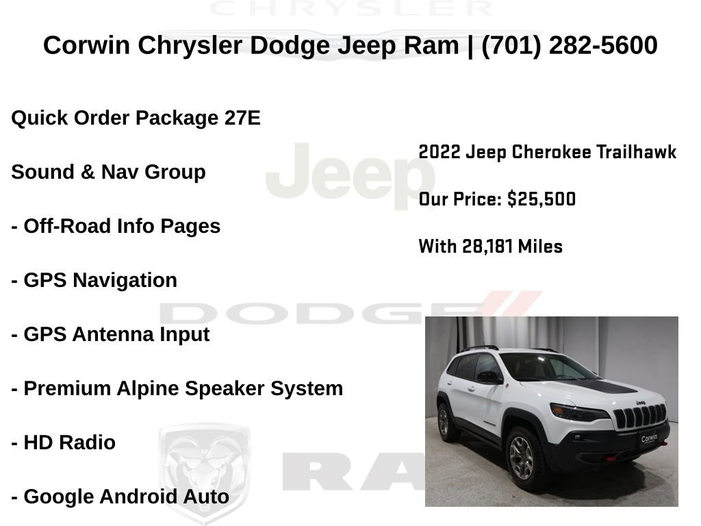 Certified 2022 Jeep Cherokee Trailhawk w/ Sound & Nav Group image 7