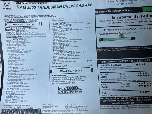 New 2025 RAM 2500 Tradesman RWD image 26