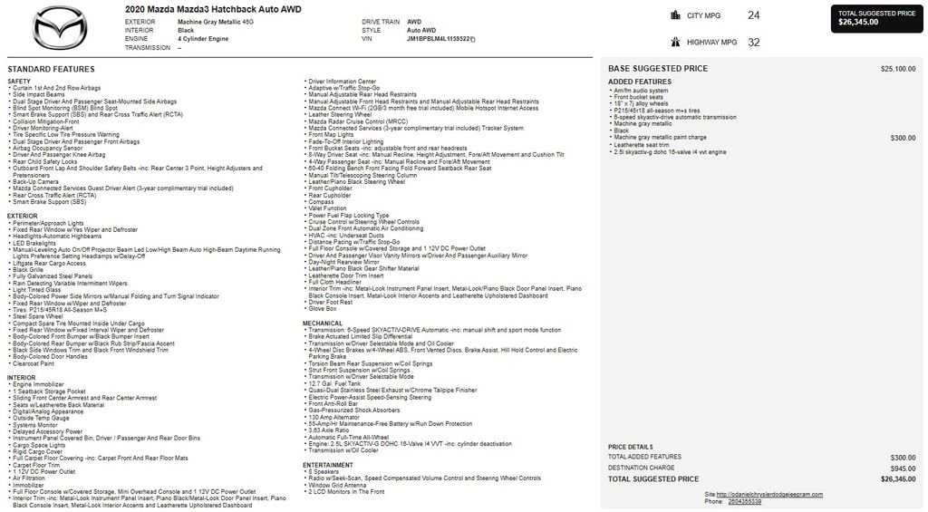 Used 2020 MAZDA MAZDA3 AWD Hatchback image 2