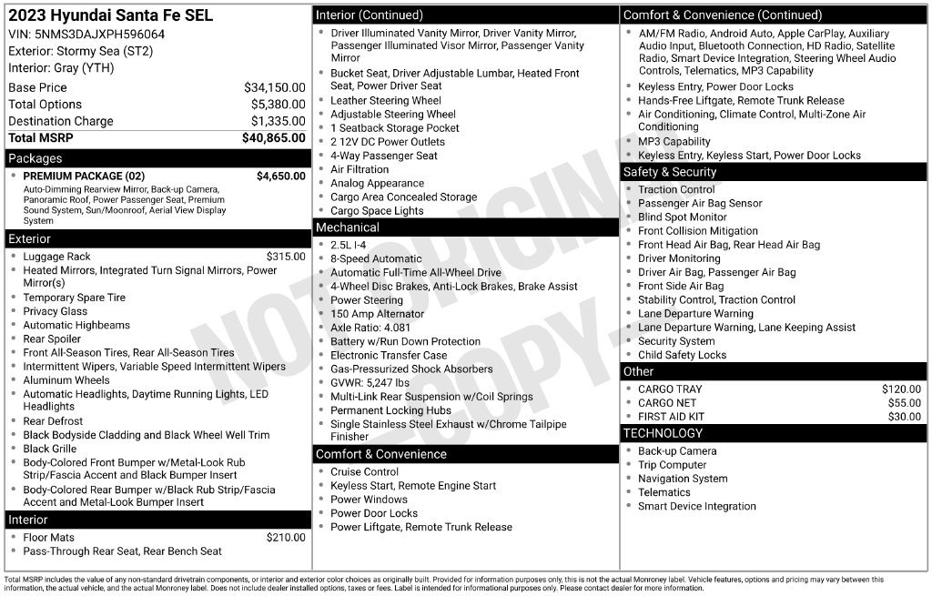 Used 2023 Hyundai Santa Fe SEL w/ Premium Package AWD/4WD image 5