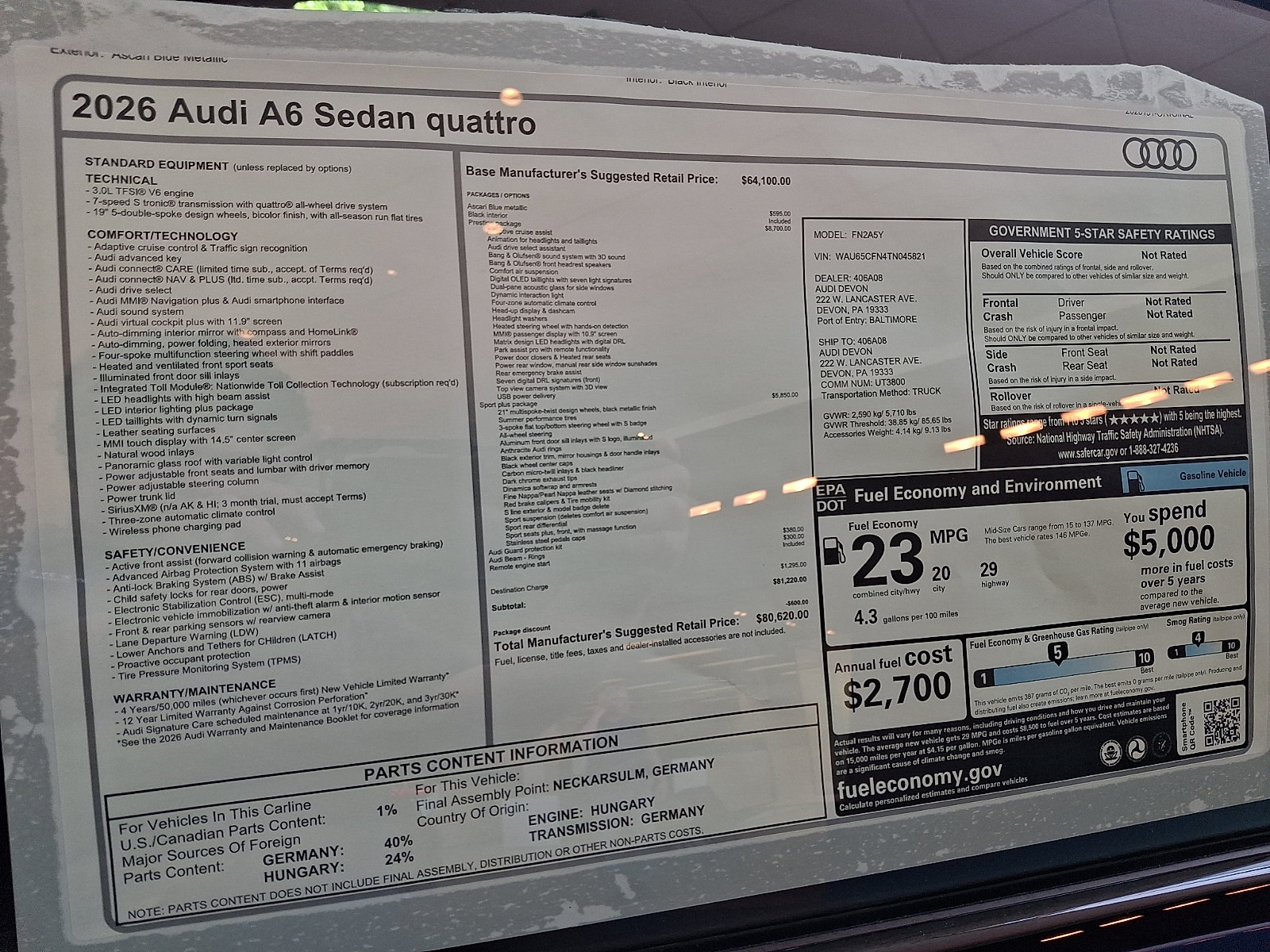 New 2026 Audi A6 Prestige AWD/4WD image 18
