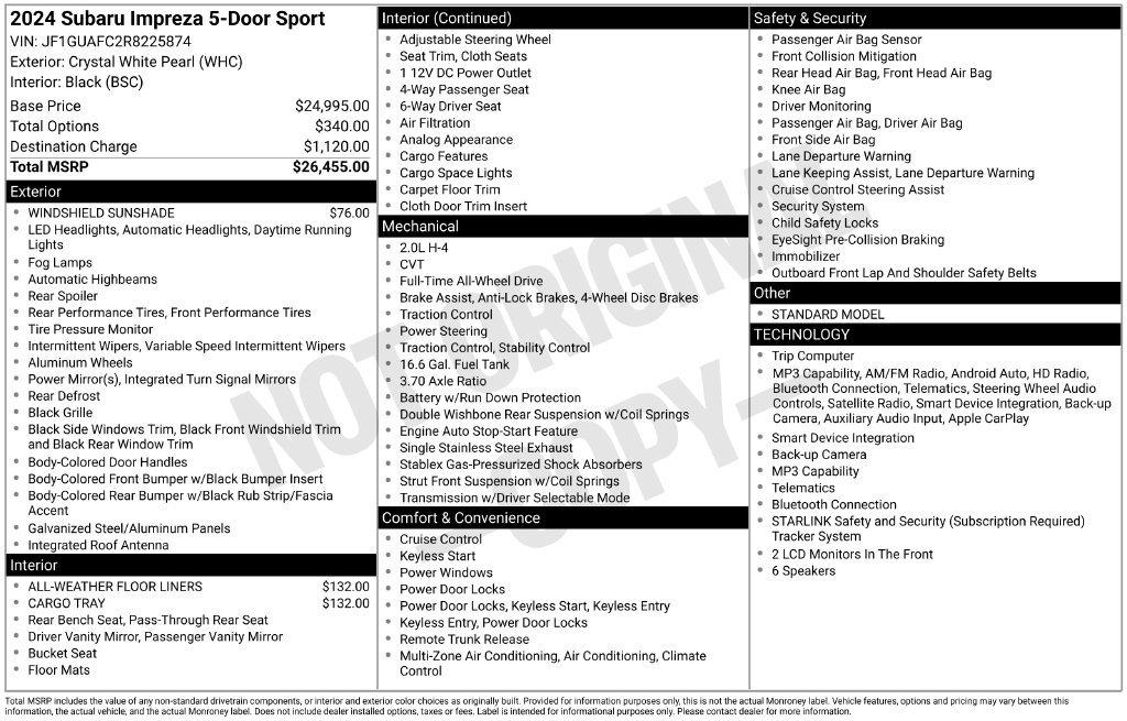 Certified 2024 Subaru Impreza 2.0i Sport AWD/4WD image 8