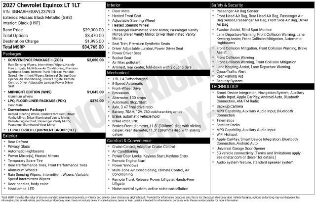 New 2027 Chevrolet Equinox LT w/ Convenience Package II FWD image 26