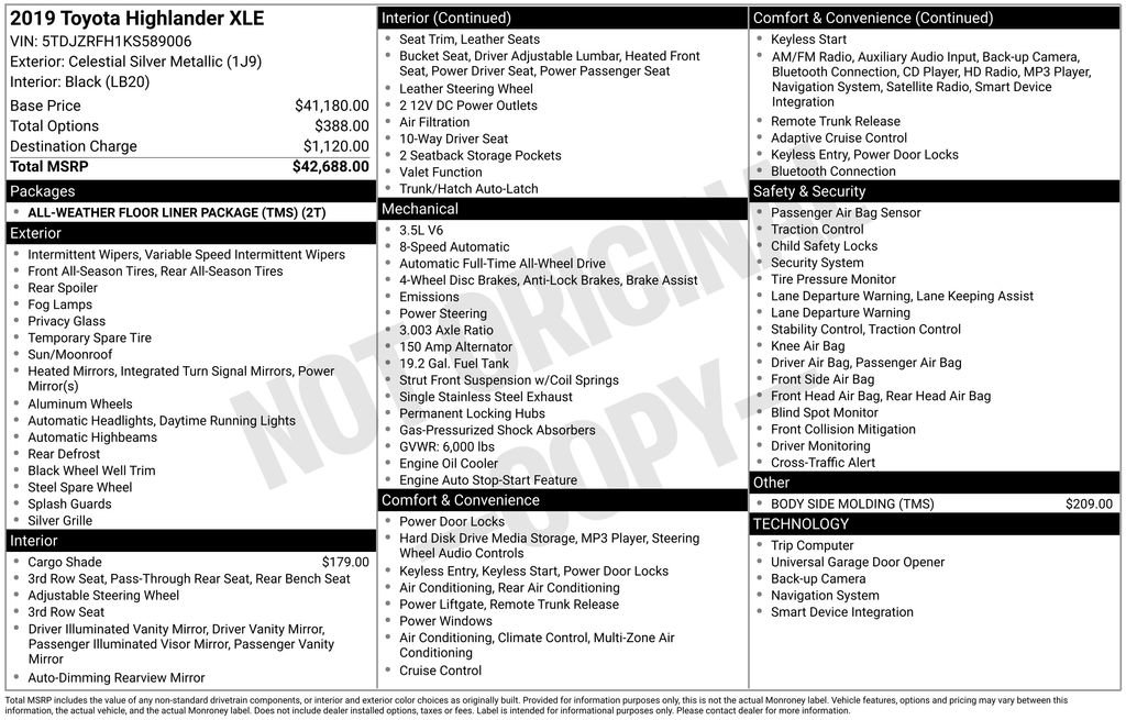 Used 2019 Toyota Highlander XLE image 35