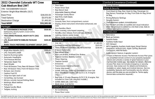 Used 2022 Chevrolet Colorado W/T w/ WT Convenience Package RWD image 5