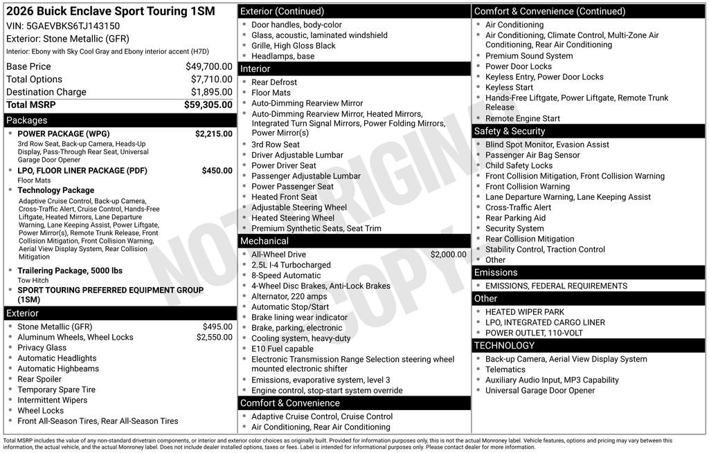 New 2026 Buick Enclave Sport Touring w/ Power Package image 37