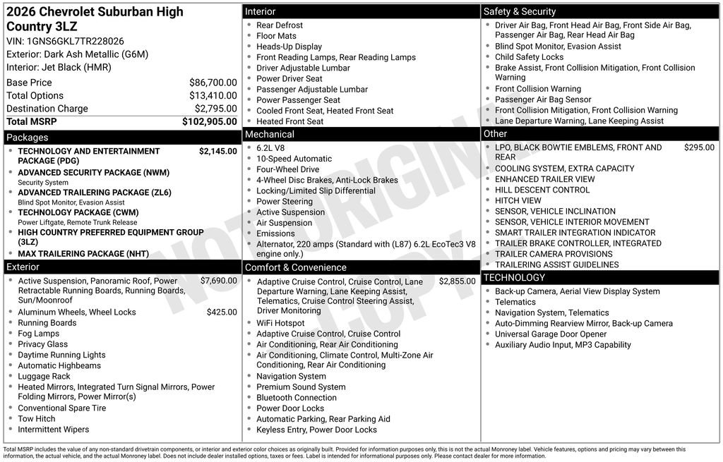 New 2026 Chevrolet Suburban High Country AWD/4WD image 27