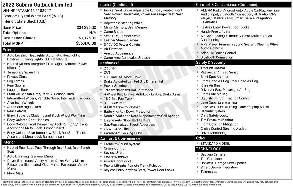 Used 2022 Subaru Outback Limited image 32