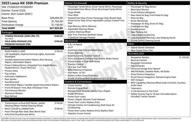 Used 2023 Lexus NX 350h AWD w/ Towing Package (2000 Lbs) image 20