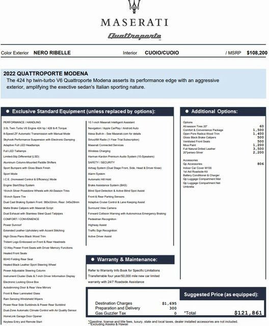 Certified 2022 Maserati Quattroporte Modena image 2