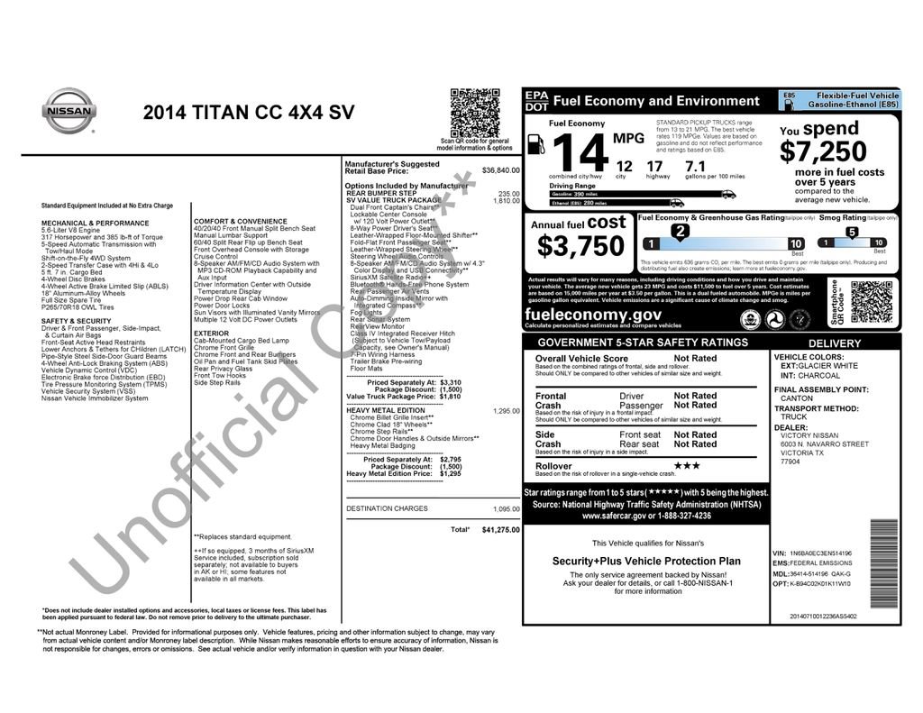 Used 2014 Nissan Titan SV w/ SV Value Truck Package image 20