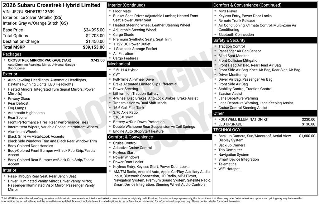 New 2026 Subaru Crosstrek 2.5i Limited w/ Crosstrek Mirror Package image 42