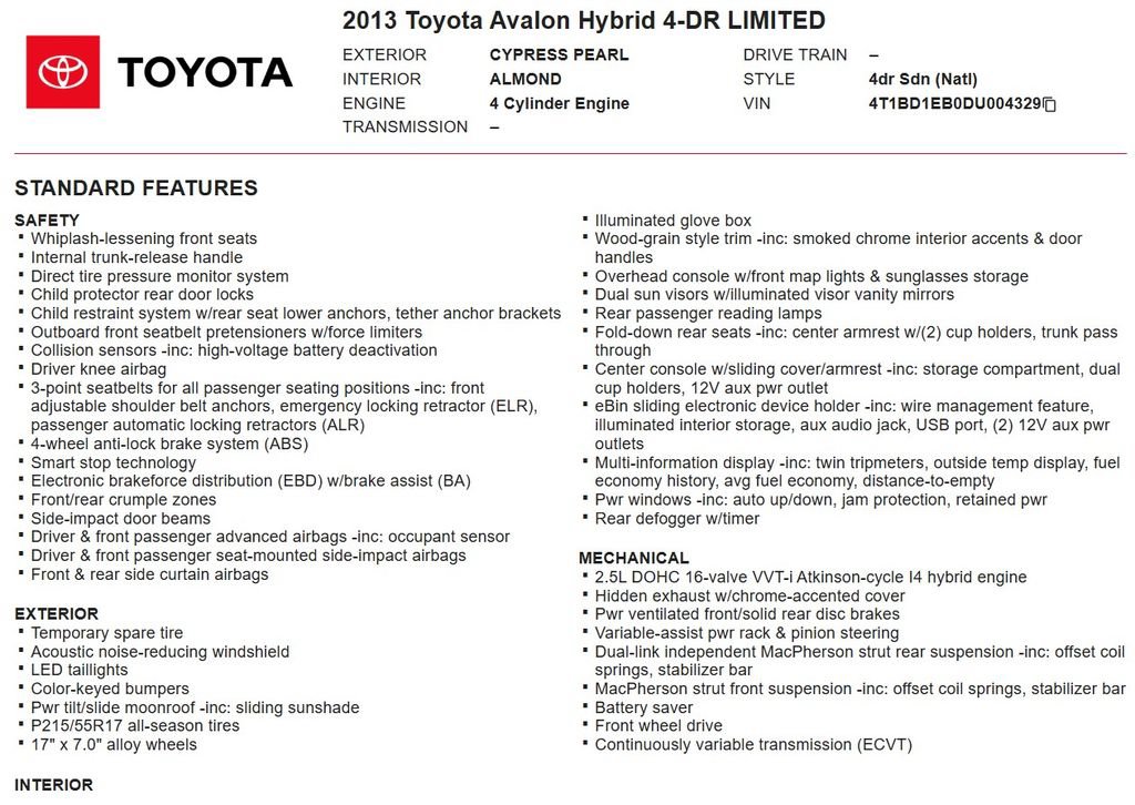 Used 2013 Toyota Avalon Limited w/ Technology Pkg FWD image 17