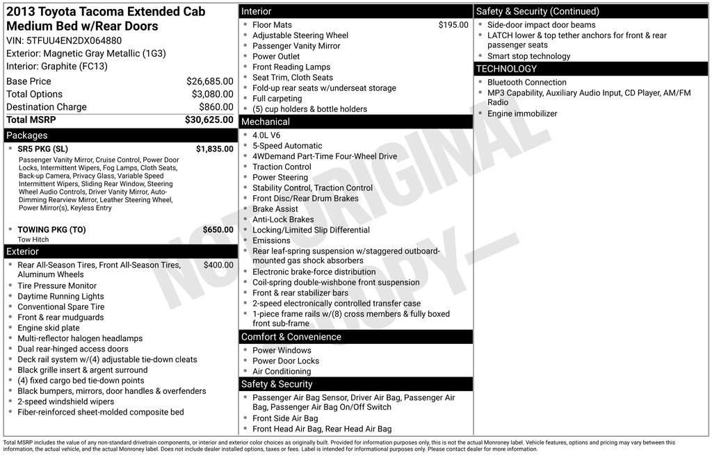 Used 2013 Toyota Tacoma 4x4 Access Cab V6 w/ SR5 Pkg image 23