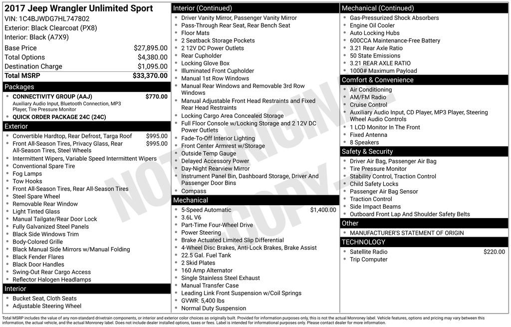 Used 2017 Jeep Wrangler Unlimited Sport w/ Connectivity Group image 24